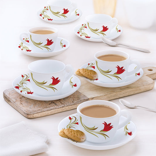 Larah by Borosil Red Lily Cup n Saucer Set