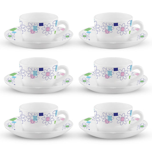 Larah by Borosil Starflower Cup n Saucers Set