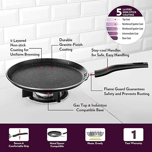 Borosil Granito Nonstick Tawa, Flat