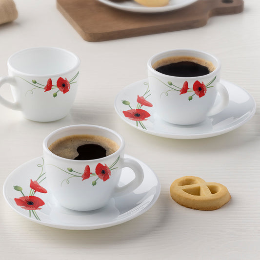 Larah by Borosil Red Carnation Cup n Saucer Set