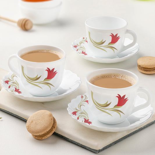 Larah by Borosil Red Lily Cup n Saucer Set