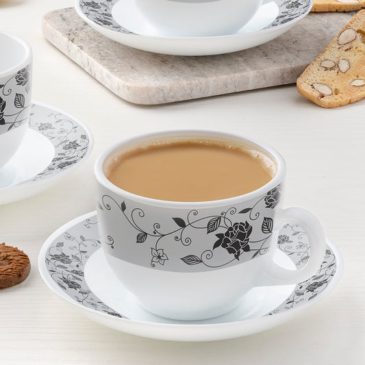 Larah by Borosil Rosa Black Cup n Saucer Set