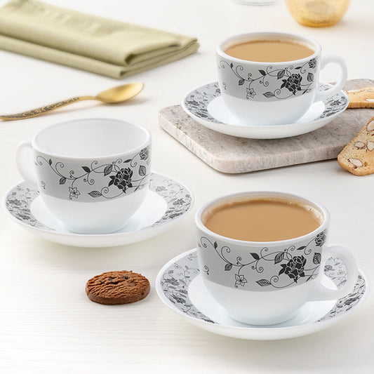 Larah by Borosil Rosa Black Cup n Saucer Set