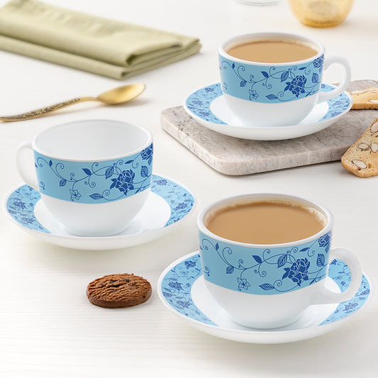 Larah by Borosil Rosa Blue Cup n Saucer Set