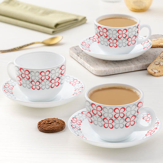 Larah by Borosil Sundrop Red Cup n Saucer Set