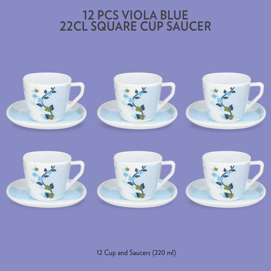 Larah by Borosil Viola Blue Square Cup n Saucer Set