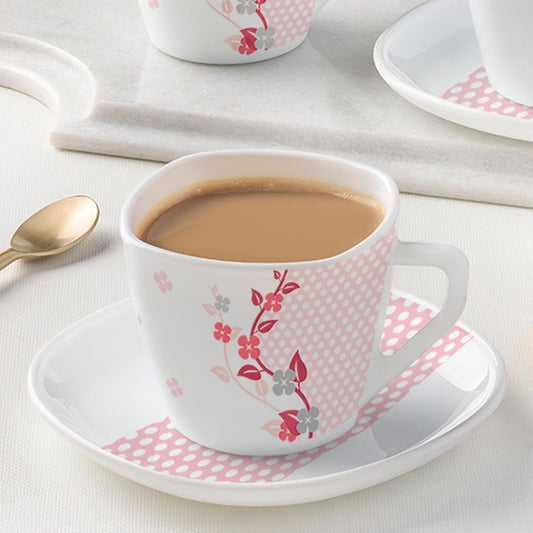 Larah by Borosil Viola Pink Square Cup n Saucer Set