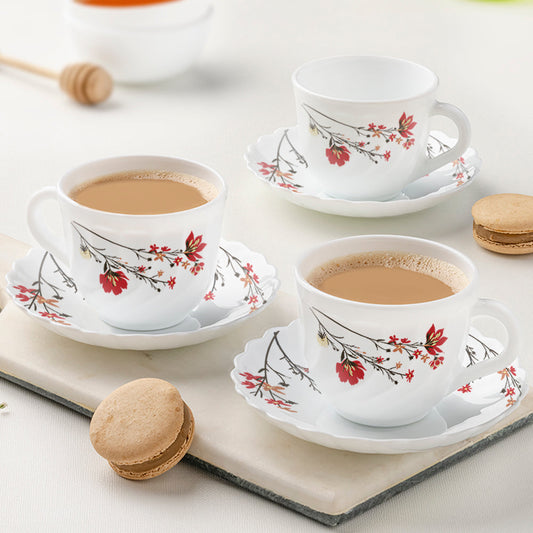 Larah by Borosil Chrys Red Cup n Saucer Set