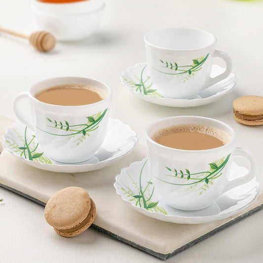 Larah by Borosil Green Herbs Cup n Saucer Set