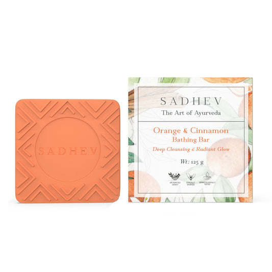 Sadhev Orange & Cinnamon Bathing Bar - 125 gms