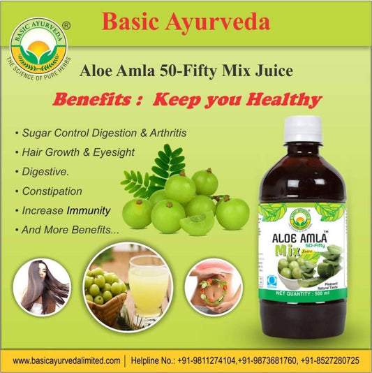 Basic Ayurveda Aloe Amla 50-Fifty Mix Juice - 1 Liter