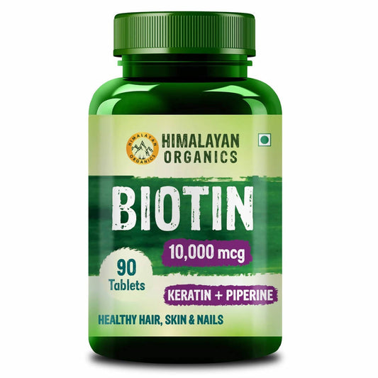 Himalayan Organics Biotin 10000 Mcg with Keratin + Piperine Tablets