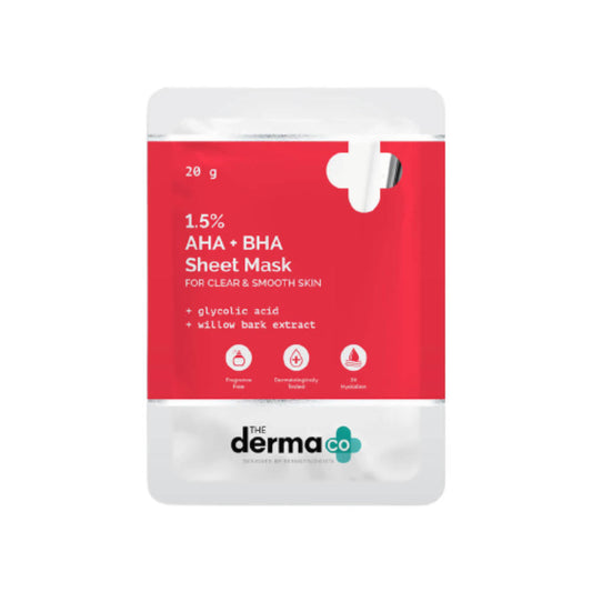 The Derma Co 1.5% AHA + BHA Sheet Mask -20 gm