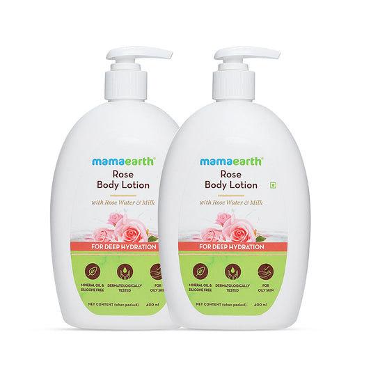 Mamaearth Rose Body Lotion for Deep Hydration - 400 ml - Pack of 2