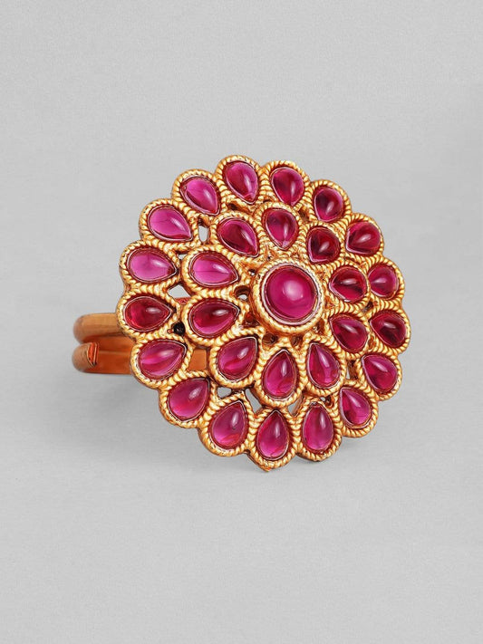 Rubans 24K Gold Plated Handcrafted Queen Pink Ring