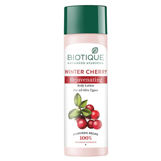 Biotique Winter Cherry Body Lotion with Ashwagandha & Almond Oil – Daily Hydration for All Skin Types