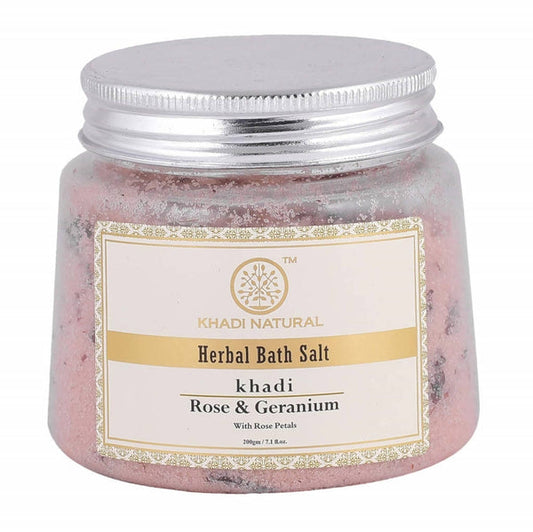 Khadi Natural Rose & Geranium With Rose Petals Bath Salt - 200 gm
