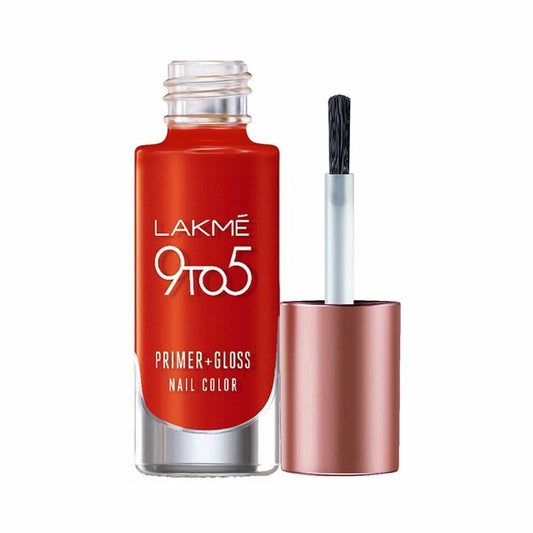 Lakme 9 To 5 Primer + Gloss Nail Colour  Cherry Red - 6 ml