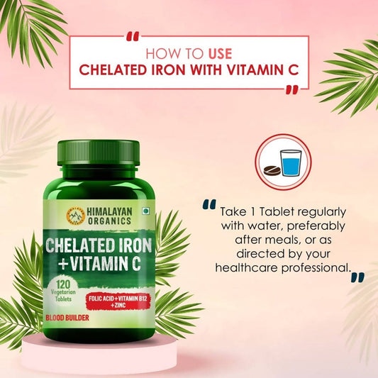 Himalayan Organics Chelated Iron Plus Vitamin C - 120 tabs