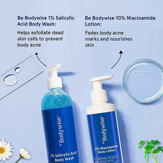 BeBodywise 1% Salicylic Acid Body Wash and 10% Niacinamide Body Lotion -Combo