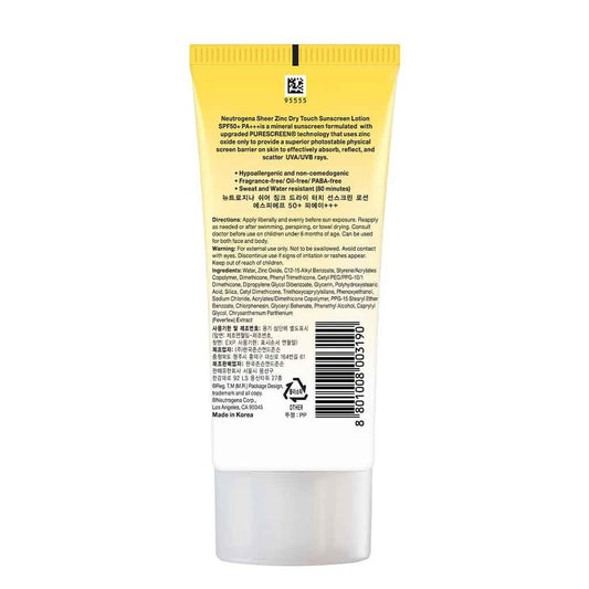 Neutrogena® Sheer Zinc Dry Touch Sunscreen Lotion PA+++ SPF50+ - 80 ml
